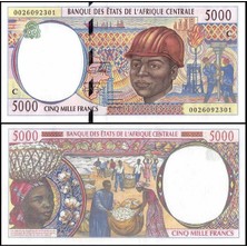 Merkezi Afrika ( Kongo ) 2000 Yılı 5000 Francs Kağıt Para Çil ( Unc ) Koleksiyon Para Nadir