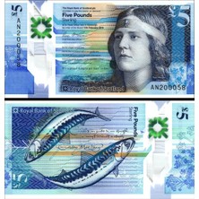 Iskoçya 2016 Yılı 5 Pound Polimer ( Balıklı ) Kağıt Para Çil ( Unc ) Koleksiyon Para Nadir