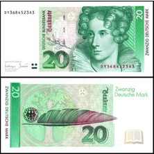 Almanya 1993 Yılı 20 Mark Kağıt Para Çil ( Unc ) Koleksiyon Para Nadir
