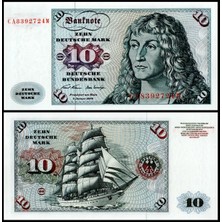 Almanya 1970 Yılı 10 Mark Kağıt Para Çil ( Unc ) Koleksiyon Para Nadir