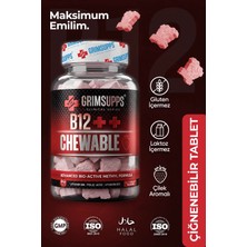 Grimsupps B12 Vitamin 1000 Mcg Çiğnenebilir 60 Tablet – B6 ve Folik Asit Destekli Çilek Aromalı