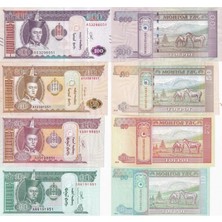 Moğolistan 10-20-50-100 Tuğrik, 2019-2020, 4 Lü Set, Çil, Eski Kağıt Para