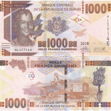 Gine 2018 Yılı 1000 Francs Kağıt Para Çil ( Unc ) Koleksiyon Para