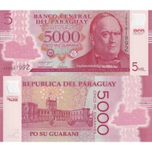 Paraguay 2022 Yılı 5000 Guaranies Polimer Kağıt Para Çil ( Unc ) Koleksiyon Para