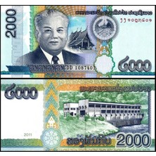 Laos 2011 Yılı 2000 Kip Kağıt Para Çil (Unc) Koleksiyon Para