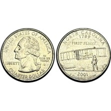 Amerika 2001 Yılı Hatıra North Carolina Quarter Dolar