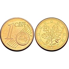 Almanya 2007 Yılı 1 Euro Cent Koleksiyon Para Çil ( Unc )