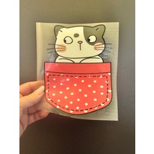 Gönülden Tasarım Ütü Ile Yapışan Kedi Transfer Baskı Arma 18X17 cm