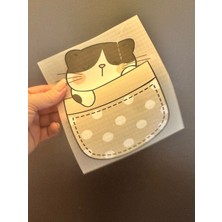 Gönülden Tasarım Krem Rengi Ütü Ile Yapışan Kedi Transfer Baskı Arma 18X17 cm