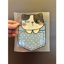 Gönülden Tasarım Ütü Ile Yapışan Kedi Transfer Baskı Arma 18X17 cm