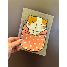 Gönülden Tasarım Ütü Ile Yapışan Kedi Transfer Baskı Arma 18X17 cm