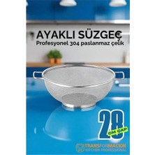 Aesco Mey Ithalat® 28 cm Süzgeç - Makarna Süzgeci Pirinç Meyve Süzgeci 304 Paslanmaz Çelik
