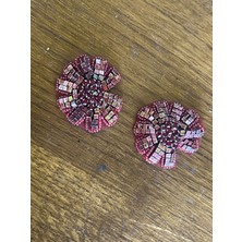 Gönülden Tasarım 4x4 cm 2 Adet Taşlı Çiçek Arma Set