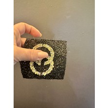 Gönülden Tasarım Ütü Ile Yapışan  Taşlı Cep Arma Dikiş Aplike 10X8 cm