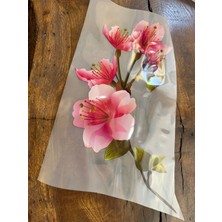 Gönülden Tasarım Ütü Ile Yapışan Pembe Çiçek Transfer Baskı Arma 31X21 cm