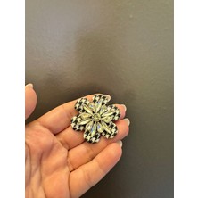 Gönülden Tasarım 4x4 cm Ekose Taş Işleme Çiçek Arma Dikiş Aksesuarı