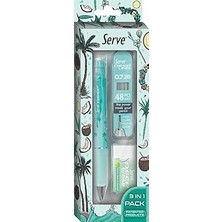 SHC4200 Serve Doğa Desenli Deep Kalem, Deep Silgi Deep Min, 0.7 Mm, Nane Yeşili