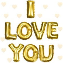 Aesco Mey Ithalat® I Love You Folyo Balon Altın Renk 35 cm