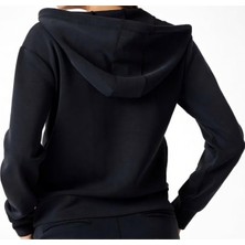 Guess Kadın Olympe Fermuarlı Kapüşonlu Siyah Sweatshirt Uzun Kol Standart Kesim