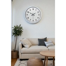 Aesco Mey Ithalat® 40 cm Beyaz Metal Standart Duvar Saati