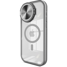 Aesco Mey Ithalat®  iPhone 15 Pro Kılıf Teleskop Lens Magsafe Silikon Kapak - Titan Gri