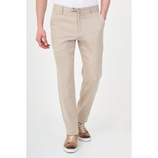 MCR Çizgili Slim Fit Ipli Beli Lastikli Erkek Pantolon