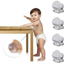 Aesco Mey Ithalat®  Bebek Çocuk Yumuşak ve Esnek Dairesel Şeffaf Yapışkanlı Güvenlik Köşe Koruyucu (4 Adet)