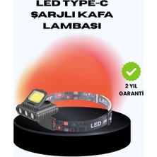 Aesco Mey Ithalat® Cob + Xpe LED Kafa Feneri 800 Lumen USB Type C Şarjlı Çok Modlu