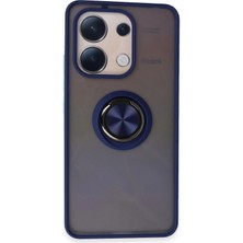 Aesco Mey Ithalat®  Xiaomi Redmi Note 13 4g Kılıf Montreal Yüzüklü Silikon Kapak - Lacivert