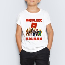 Morinna Erkek Çocuk Tişört Kısa Kol Günlük Stil Pamuk-Polyester Roblox Baskılı
