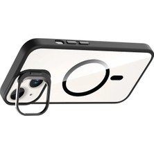 Gray Line Gry  Apple iPhone 15 Plus Remim Lensli Magsafe Standlı Kapak - Siyah Nel1