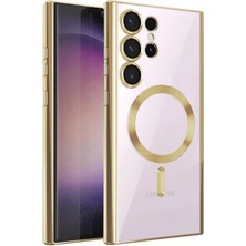Gray Line Gry  Samsung Galaxy S24 Ultra Kılıf Kross Magneticsafe Kapak - Gold Nel1