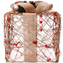 Yargıcı Pilli Işıklı Yılbaşı Hediye Kutusu (23x23x26 cm)