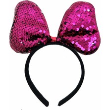 Gray Line Gry Renk Değiştiren Pullu Payetli Fiyonk Parti Tacı Fuşya Gümüş Renk 20X16 cm Nel1