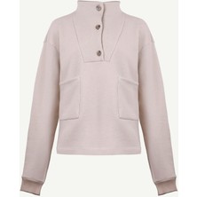 Ön Cep Detaylı Dik Yakalı Sweatshirt
