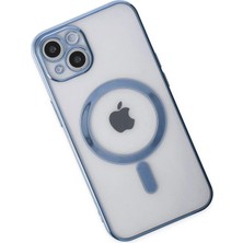 Gray Line Gry  iPhone 14 Plus Kılıf Magneticsafe Lazer Silikon - Sierra Blue Nel1