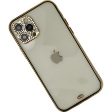 Gray Line Gry  iPhone 12 Pro Max Kılıf Liva Taşlı Silikon - Siyah Nel1