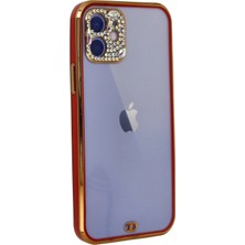 Gray Line Gry  iPhone 12 Kılıf Liva Taşlı Silikon - Kırmızı Nel1