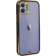 Gray Line Gry  iPhone 12 Kılıf Liva Taşlı Silikon - Siyah Nel1