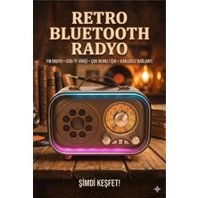 Aesco Mey Ithalat® Retro Bluetooth Radyo Hoparlör USB Tf Kart Aux Fm Taşınabilir Nostaljik Tasarım
