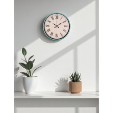 Aesco Mey Ithalat® 36 cm Turkuaz Roma Rakamlı Duvar Saati