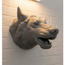 Aesco Mey Ithalat® Kurt Başı Duvar Aksesuarı Gri Renk Asılabilir Hediyelik Figür