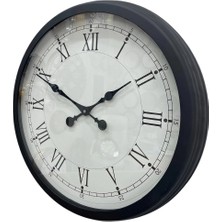 Aesco Mey Ithalat® 60 cm Siyah Metal Roma Rakamlı Duvar Saati