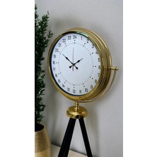 Aesco Mey Ithalat® Gold 24 Saat Göstergeli Özel Tasarım Tripod Ayaklı Saat