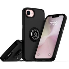 Aesco Mey Ithalat®  iPhone 16E Kılıf Montreal Yüzüklü Silikon Kapak - Siyah