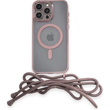 Aesco Mey Ithalat®  iPhone 13 Pro Max Kılıf Divo Lazer Askılı Magsafe Kapak - Pembe