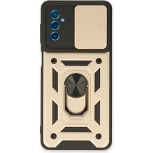 Aesco Mey Ithalat®  Samsung Galaxy M52 5g Kılıf Pars Lens Yüzüklü Silikon - Gold