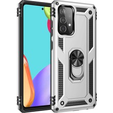 Aesco Mey Ithalat®  Samsung Galaxy A52 Kılıf Sofya Yüzüklü Silikon Kapak - Gümüş
