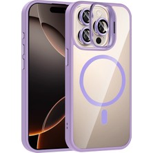 Aesco Mey Ithalat®  Apple iPhone 15 Pro Max Remim Lensli Magsafe Standlı Kapak - Lila
