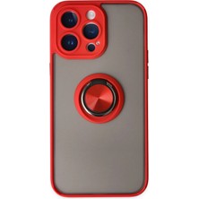 Aesco Mey Ithalat®  iPhone 14 Pro Kılıf Montreal Yüzüklü Silikon Kapak - Kırmızı